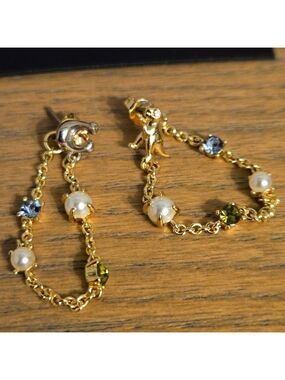 NWT Coach Signature Rexy Mismatch Chain Earrings Gold